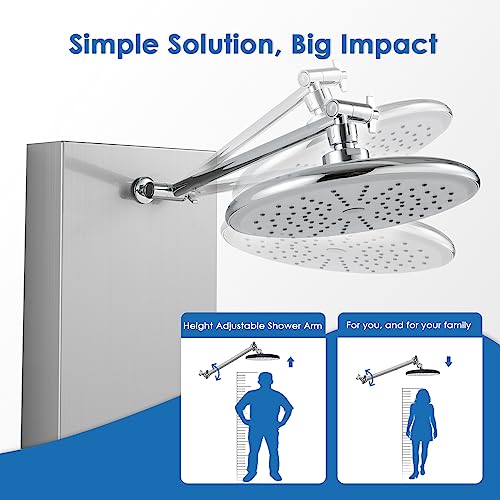 ROVOGO Shower Panel Tower System - Use 4 Shower Modes at the Same Time | Rain Shower Head, Handheld, 6 Body Jets and Tub Spout, Height Adjustable Shower Arm, Stainless Steel Shower Column, Brushed - color: Brushed-Adjustable Rain Head