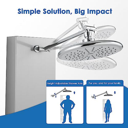 ROVOGO Shower Panel Tower System - Use 4 Shower Modes at the Same Time | Rain Shower Head, Handheld, 6 Body Jets and Tub Spout, Height Adjustable Shower Arm, Stainless Steel Shower Column, Brushed - color: Brushed-Adjustable Rain Head