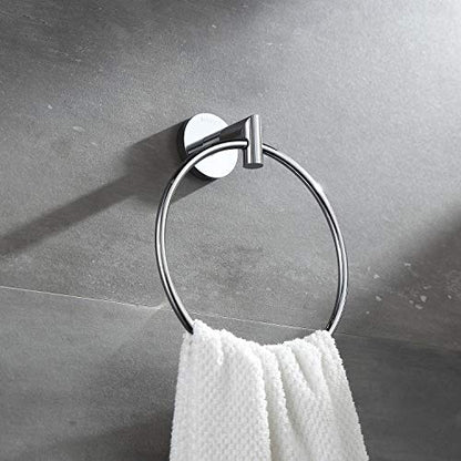 Hand Towel Holder for Bathroom Chrome Towel Ring Bath Towel Hanger Modern Hand Towel Rack Wall Mounted,077060-CR Leo Seires - color: Chrome