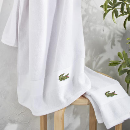 Lacoste Sport Stripe 6-Piece Luxury Cotton Towel Set – Made with 100% Soft Supima Cotton, Absorbent & Quick-Drying, Includes 2 Bath Towels, 2 Hand Towels, 2 Washcloths, White - color: White
