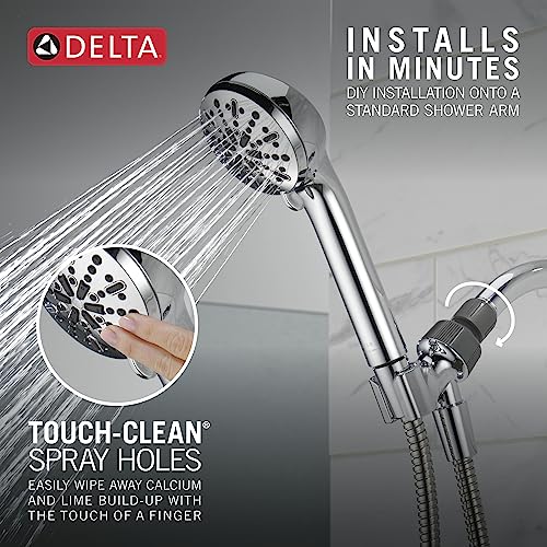 Delta Faucet 4-Spray Handheld Shower Head, Chrome Shower Head with Hose, Showerheads & Handheld Showers, Handheld Shower Heads, Detachable Shower Head, Hand Shower 1.75 GPM, Chrome 75413 - color: Chrome