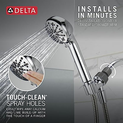 Delta Faucet 4-Spray Handheld Shower Head, Chrome Shower Head with Hose, Showerheads & Handheld Showers, Handheld Shower Heads, Detachable Shower Head, Hand Shower 1.75 GPM, Chrome 75413 - color: Chrome