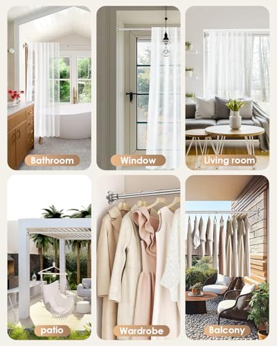 Nickel Tension Shower Curtain Rod 30-96 In (8ft) 1.1" Diameter Stainless Steel, Rustproof Heavy Duty, No Drilling Adjustable Room Divider for Bathroom Window Patio Closet - color: Nickel, size: 30-96''