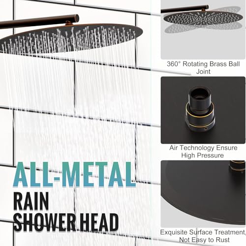 SR SUN RISE Shower Faucet - 16 Inch Multifunctional High Pressure Shower Head System with Handheld Shower Head Fixtures - Valve Included - Oil Rubbed Bronze - color: Oil Rubbed Bronze, size: 16 Inch