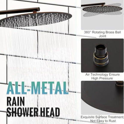 SR SUN RISE Shower Faucet - 16 Inch Multifunctional High Pressure Shower Head System with Handheld Shower Head Fixtures - Valve Included - Oil Rubbed Bronze - color: Oil Rubbed Bronze, size: 16 Inch