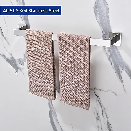 TASTOS 23.6 Inch Single Towel Bar Rack, SUS 304 Stainless Steel Bathroom Towel Bar Heavy Duty Towel Holder Kitchen Towel Rod, Wall Mount with Screws Towel Bar Rod Polished Chrome Finish - color: Polished Chrome, size: 23.6-Inch