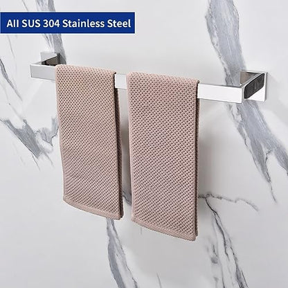 TASTOS 23.6 Inch Single Towel Bar Rack, SUS 304 Stainless Steel Bathroom Towel Bar Heavy Duty Towel Holder Kitchen Towel Rod, Wall Mount with Screws Towel Bar Rod Polished Chrome Finish - color: Polished Chrome, size: 23.6-Inch