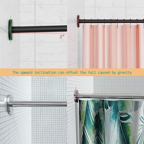 U Shaped Shower Curtain Rod (Both sides: 31.5"-47", Middle: 34.7"-43") Adjustable Genuine 304 Stainless Bathroom Bathtub Shower Curtain Rod Rack with 12 Shower Curtain Rings - Black - color: U Shaped Black, Length on both sides: 31.5"-47",Middle width:34.