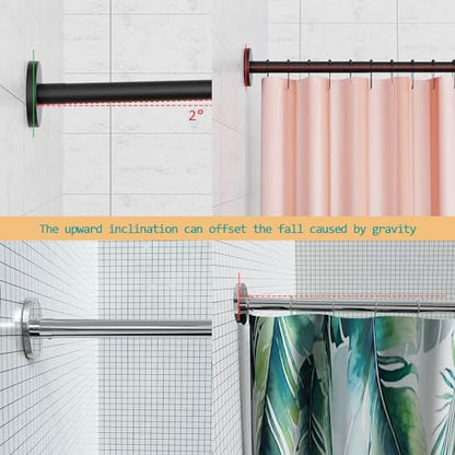 U Shaped Shower Curtain Rod (Both sides: 31.5"-47", Middle: 34.7"-43") Adjustable Genuine 304 Stainless Bathroom Bathtub Shower Curtain Rod Rack with 12 Shower Curtain Rings - Black - color: U Shaped Black, Length on both sides: 31.5"-47",Middle width:34.