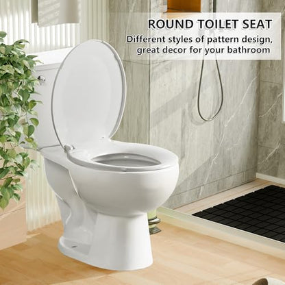 Angol Shiold Round Toilet Seat - Slow Close Hinges, Ergonomic Design with Grip-Tight Bumpers, Safe Easy-Clean PP Material (White, 16.5" Round) - color: White, size: Round 16.5‘’