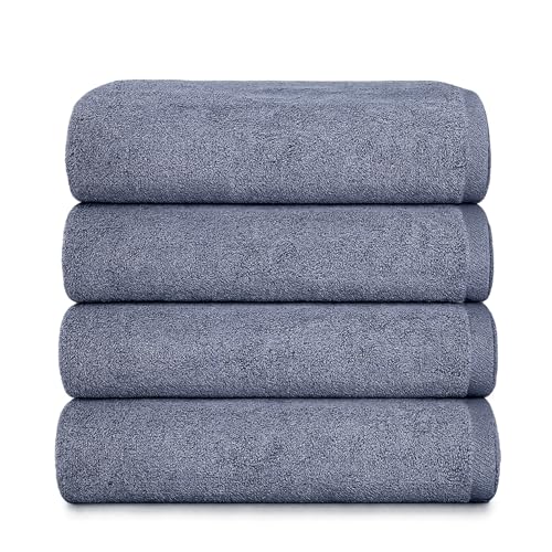 Soleil Fine Goods Luxurious 800 GSM 100% Cotton Bath Towel Set (4-Pack, 27x54) - Heavyweight & Ultra Absorbent, Plush Softness for Bathroom | Hotel & Spa Quality Luxury Towels- Blue Grey - color: Blue Grey