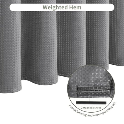 Inhousolu Fabric Shower Curtain, Waffle Weave 230 GSM Polyester, Weighted Hem, Metal Hooks Included, Water Repellent Washable, 36 x 72 Inch, Gray - color: Grey, size: 36"W x 72"L (Pack of 1)