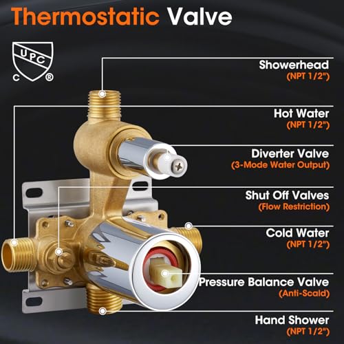 Rainfall Shower System Shower Faucet Set, Luxury, Antique, Polished Chrome | 9 Inch Shower Head and Handheld Spray, Pressure Balance Valve, Wall Mounted, Bathroom, Shower Trim Kit - color: Polished Chrome, style: With Handheld