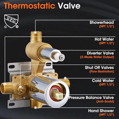 Rainfall Shower System Shower Faucet Set, Luxury, Antique, Polished Chrome | 9 Inch Shower Head and Handheld Spray, Pressure Balance Valve, Wall Mounted, Bathroom, Shower Trim Kit - color: Polished Chrome, style: With Handheld