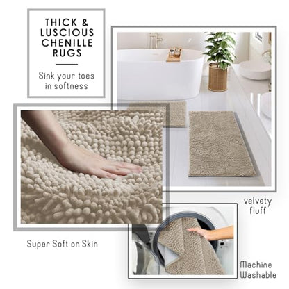 Clara Clark Beige Bathroom Set - Bathroom Sets with Shower Curtain and Rugs, 21PC Bathroom Accessory Set, Shower Curtain Set with Soap Dispenser & Toothbrush Holder - color: Beige, size: Complete Set + Bath Rugs