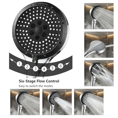 Filtered Shower Head with Handheld, High Pressure 6-Mode Water Softener for Hard Water, 12 Replacement Filters, 75" Anti-Burst Extra Long Hose & Adjustable Bracket for Healthier Skin and Hair