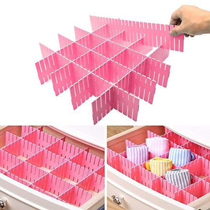 8pcs DIY Plastic Drawer Organizer Adjustable Drawer Dividers for Home Tidy Closet, Socks, Underwear, Office School Supplies, Kitchen Utensil Tools (Pink) - color: Pink