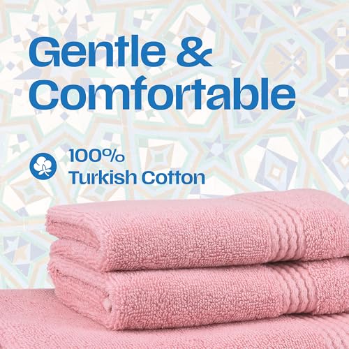 Lara Premium Bath Towel Set 6 Piece - Soft & Highly Absorbent Bathroom Towel Set, 100% Luxury Turkish Cotton, Flannel Bath Towels, 1 Bath Towel, 1 Hand Towel, 4 Washcloths - Rose - color: Rose, size: 1 Bath Towel, 1 Hand Towel, 4 Wash Cloths