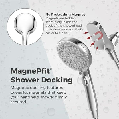 Pfister HydroFuse Handheld Shower Head with Magnetic Docking 6-Function High Pressure 2.5 GPM Polished Chrome Finish Hose Included for Bathroom Shower 016HFM01CC - color: Polished Chrome, size: 2.5 GPM