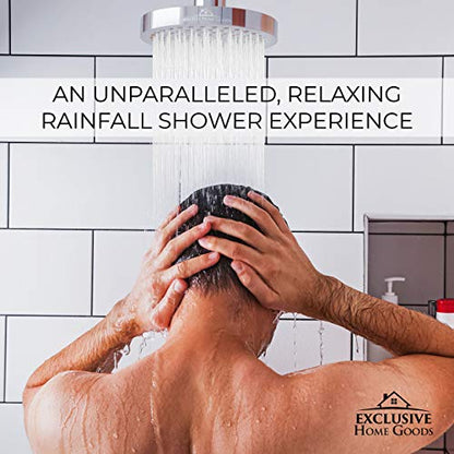 Heatsistence-Luxury Rainfall Shower Head - High-Pressure Showerhead Jets, Rain Shower Head Ant-Clog Silicone Nozzles (2.5 GPM, 6 Inch Diameter, Deluxe Chrome) - color: Deluxe Chrome, size: 2.5 GPM, 6 Inch Diameter