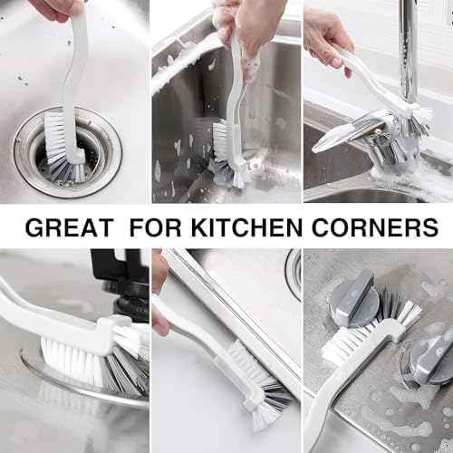GTOTd Kitchen Right Angle Scrub Grout Small Cleaning Brush（2 Pack） | Kitchen Gadgets Gifts for Bottle Bathroom Brushes Household Pot Pan Dishwasher Edge Corners Deep Brush with Stiff Bristles