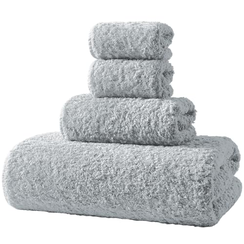 REDKISS Ultra-Plush Bath Towel Set - 900GSM Premium Thick Cotton for Bathroom & Spa, Super Absorbent Quick-Dry Bath Sheets with No Shedding (4-Piece Set for Adults, Luxury Hotel & Home Use)-Blue Lime - color: Blue Lime 04, size: Towel Set of 4