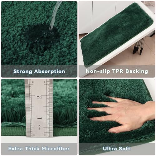 XLHOMO Dark Green Bathroom Sets with Shower Curtain and Rugs,Bathroom Sets Shower Curtain Set with Extra Soft and Absorbent Bathroom Rugs Green Bathroom Accessories - size: Bath Set+Shower Curtain+Bath Rugs, style: Dark Green