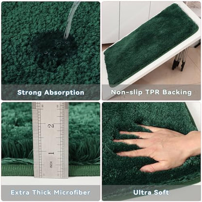 XLHOMO Dark Green Bathroom Sets with Shower Curtain and Rugs,Bathroom Sets Shower Curtain Set with Extra Soft and Absorbent Bathroom Rugs Green Bathroom Accessories - size: Bath Set+Shower Curtain+Bath Rugs, style: Dark Green