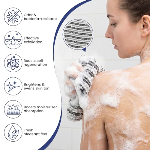Exfoliating Body Scrubber for Shower - Japanese Back Scrubber, Premium Wash Cloth Towel for Men & Women, Deep Cleansing Exfoliator Loofah Sponge Alternative