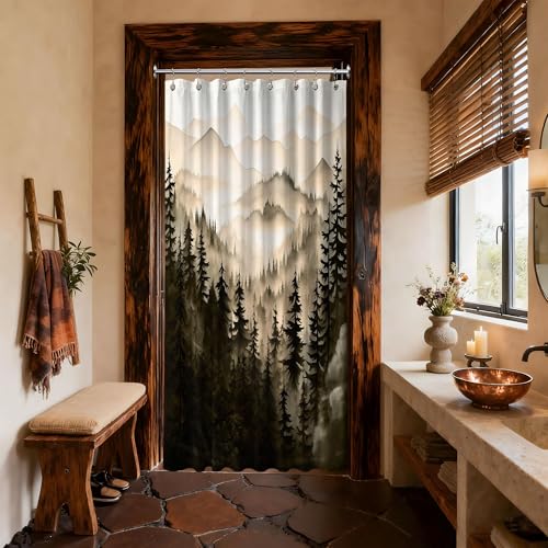 Dark Brown Forest Shower Curtain Nature Bronze Chocolate Brown Shower Curtains for Mens Bathroom, Waterproof Polyester Fabric with Hooks, 48''W x 72''L - color: Brown, size: 48"W x 72"L (Pack of 1)