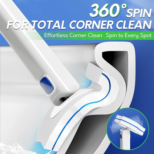 BOOMJOY Disposable Toilet Brush Set with 15 Wand Refills, Toilet Bowl Cleaner Wand with Holder, Toilet Cleaning System Starter Wand Kit, Bathroom Cleaning Set
