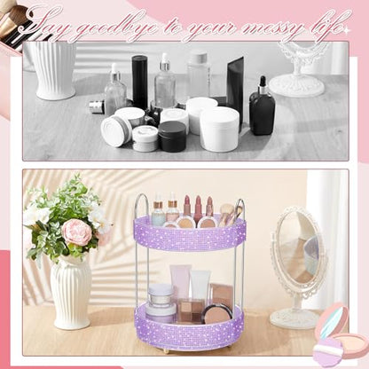 360 Rotating Rhinestone Perfume Organizer,2 Tiers,Resin Diamond,Purple - color: Purple, size: 2 Tiers, style: Resin Diamond