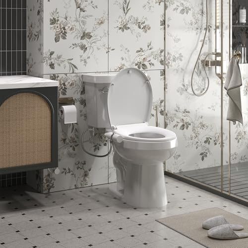 Smart Bidet Seat Non-Electric, Ultra-Thin Dual Nozzle, Hot and Cold Water Front Rear Wash with Adjustable Pressure, Easy Installation - color: Black, style: Knob