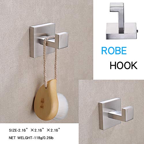TASTOS 3-Piece Bathroom Hardware Set Brushed Nickel Wall Mounted Bathroom Accessory Set, Premium Stainless Steel Robe Hook Toilet Paper Holder 16-Inch Towel Bar (Silver) - color: Brushed