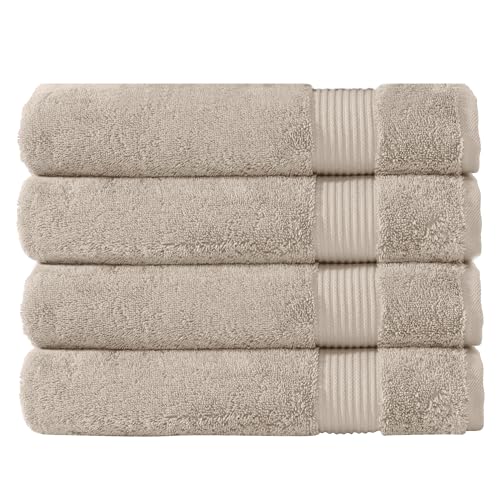 CTT - Premium 4 Piece Bath Towel Set, Made with 100% Turkish Cotton, Quick Drying, Highly Absorbent & Comfy Towels for Spa & Hotel | 30"x54" (Beige) - color: Beige, size: Bath Towels - 4 Piece Set