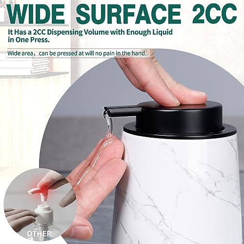 BosilunLife Ceramic Soap Dispenser - Dish Soap Dispenser for Bathroom 12Oz | Refillable Liquid Hand Wash Dispenser for Essential Oil, Lotion Soap, Marble - color: Marble