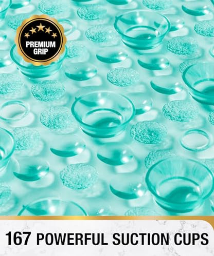 HITSLAM Oval Bathtub Mat Non Slip, 27x15 Inch Bubble Bath Tub Mat for Bathroom, Machine Washable Shower Mat with Suction Cups and Drain Holes, Green - color: Green, size: 27" x 15" (Oval)