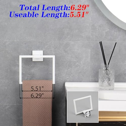 GERZWY SUS 304 Stainless Steel Towel Ring for Bath Kitchen Garage Bathroom Hardware Hand Towel Holder Wall Mounted, White - color: White