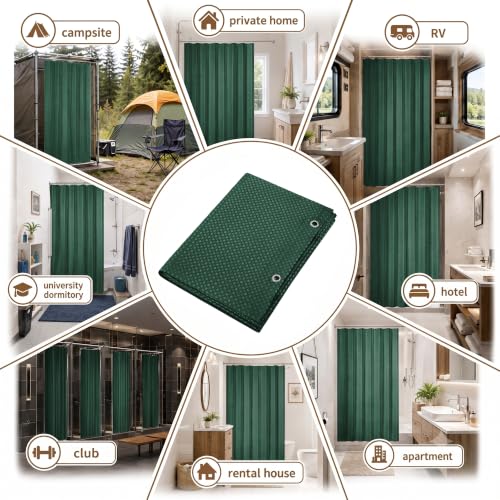 Siiluminisoy Shower Curtain and Liner Set, Waffle Shower Curtain Set with 12 Stainless Steel Hooks, Waterproof Luxury Fabric Shower Curtains for Bathroom and Hotel, Dark Green, 72" W x 72" H - color: Dark Green, size: 72"W x 72"L (Pack of 1)