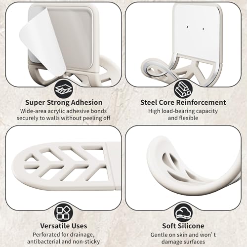 Silicone Sponge Holder with Adhesive Mount, Bathroom & Kitchen Sink Caddy with Drain Holes, Phone Stand, Compact Countertop or Faucet Edge Storage, White