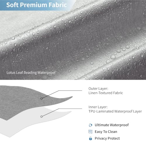 Waterproof Fabric Shower Curtain,No Liner Needed,72x72,Grey | 2-in-1 Design,Linen Textured,100% Waterproof TPU-Laminated Backing,Magnetic Weighted,Machine Washable,For Bathroom,Hotel - color: Grey, size: 72"W x 72"L (Pack of 1)