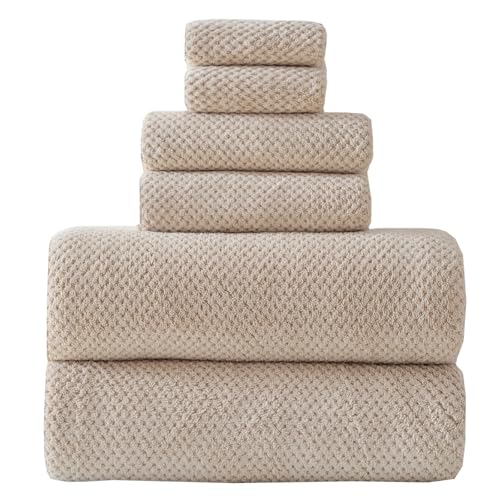 40x80 Inches Bath Sheets Towels for Adults Oversized Bath Towels Extra Large Luxury Super Soft Absorbent Quick Dry Microfiber (Beige,6PCS) - color: 02_beige, size: Bath Sheets Set-6PCS