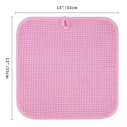 Microfiber Waffle Face Towels, 2 Pieces, Soft, Absorbent, Fast Drying, Lint Free 430 GSM (Pink) - color: Pink