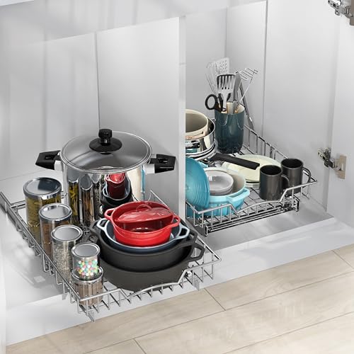 Simple Houseware Under Cabinet Pull Out Sliding Shelf Drawer, 18Dx14W | for Kitchen Organizer - size: 18" D x 14" W