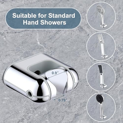 BRIGHT SHOWERS Shower Head Holder Wall Mount, Adjustable Handheld Shower Wand Holder with Universal Fit and Angle Adjustment, Chrome - color: Chrome, style: Screw Mount - Multi-Angle