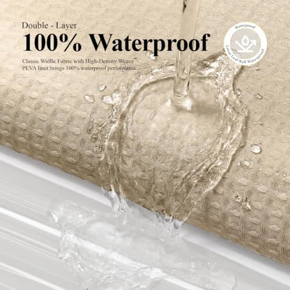 Stall 3 in 1 Waffle Shower Curtain Set with Liner 36 x 72 Beige | Narrow Half Size, Waterproof Clear PEVA Liner, 256GSM Heavy Duty Fabric, Hotel Luxury Shower Curtains for Bathroom, 6 Hooks - color: Beige, size: 36"W x 72"L (Pack of 1)