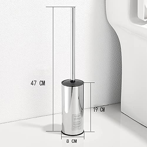 Freestanding Toilet Brush Holder for bathrooms 304 Stainless Steel Toilet Brush Stand Round Storage and Organization Rust Resistant 18-inch high Polished Chrome Finished - color: 18-inch Round High Polished Chrome