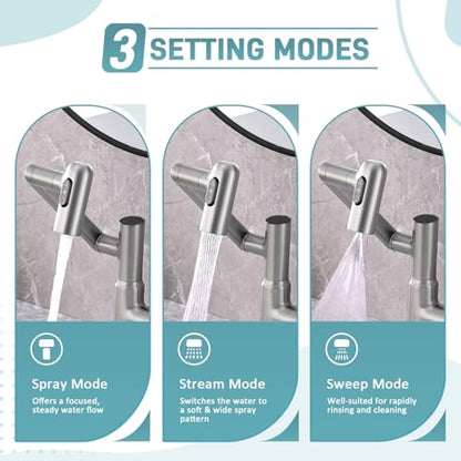 Rotatable Bathroom Faucet with Temperature Display in Fahrenheit(Batteries-Free), Height Adjustable Sink Smart Faucet with 3 Water Settings for Bathroom Lavatory Vanity Sink, LCF-2401, Brushed Nickel - color: Brushed Nickel - Fahrenheit