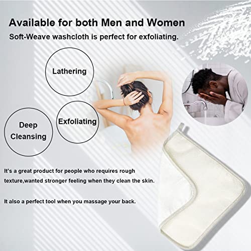 Large XL Soft Weave Cotton Washcloths - Exfoliating Scrubbers for Face & Body - 6 Pack