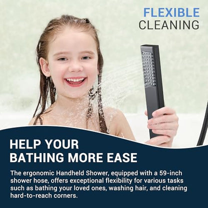 Thermostatic Dual Shower System, Rain Shower Faucet(Matte Black) | 12 Inch Rianfall Shower Head, 6 Inch Wall Mount Head, High Pressure Handheld Sprayer, Push Button Valve - color: Matte Black